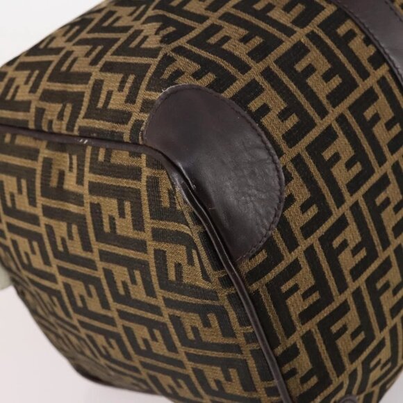 FENDI Zucca Canvas Boston Bag Black Brown Auth 141285 - Picture 4 of 16